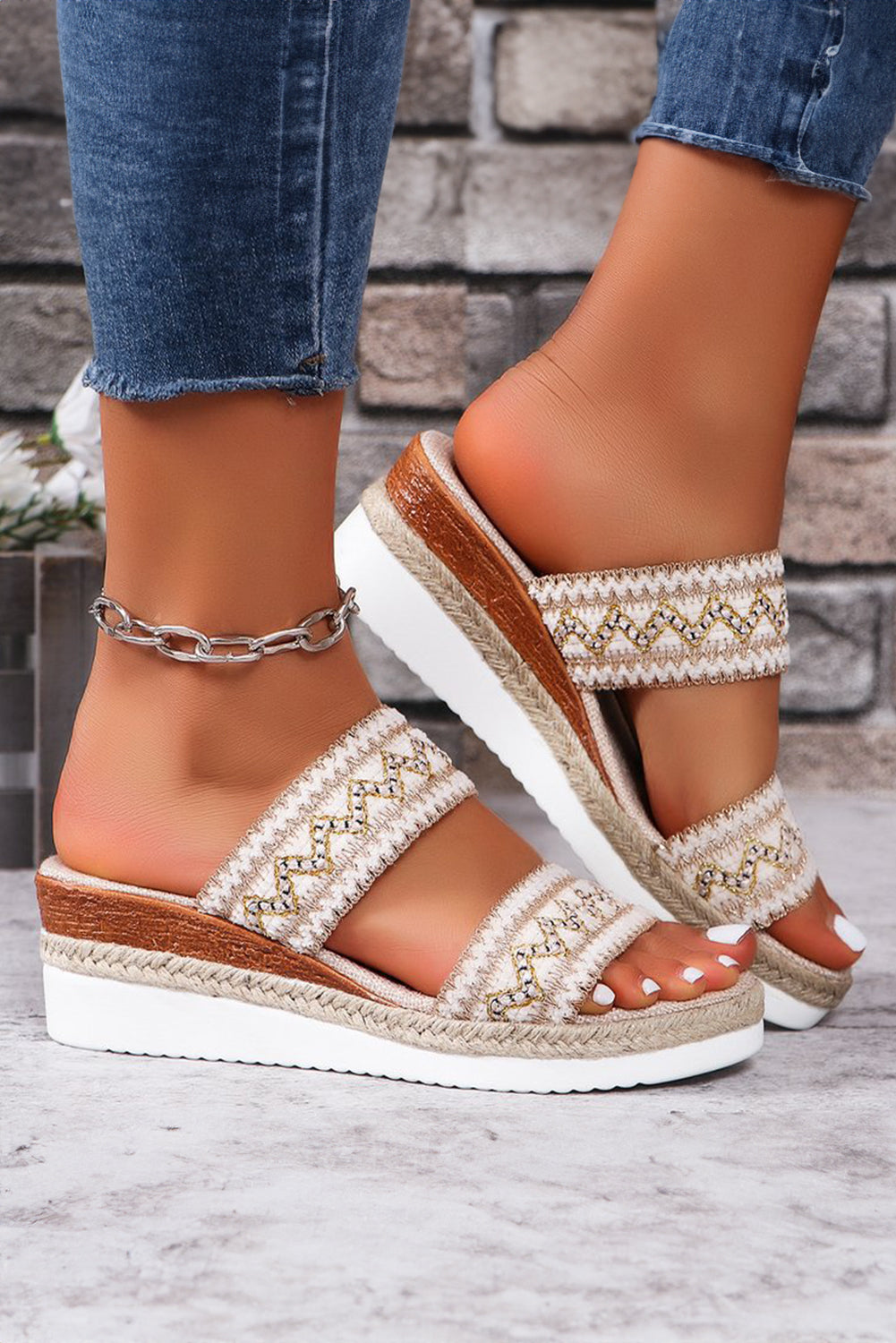 Crochet Dual Band Wedge Slippers