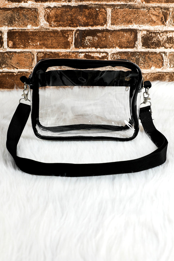 Multi-Pocket Contrast Edge Detachable Strap Clear Shoulder Bag