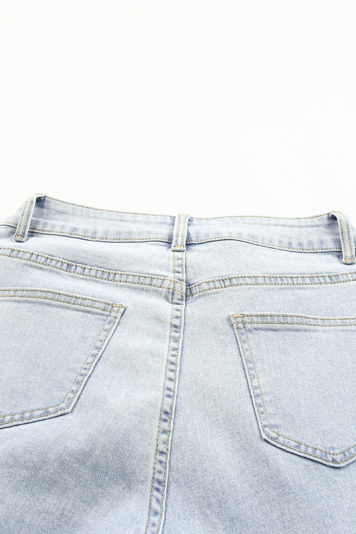 Sky Blue Multi Pocketed Y2K Street Fashion Shift Jeans