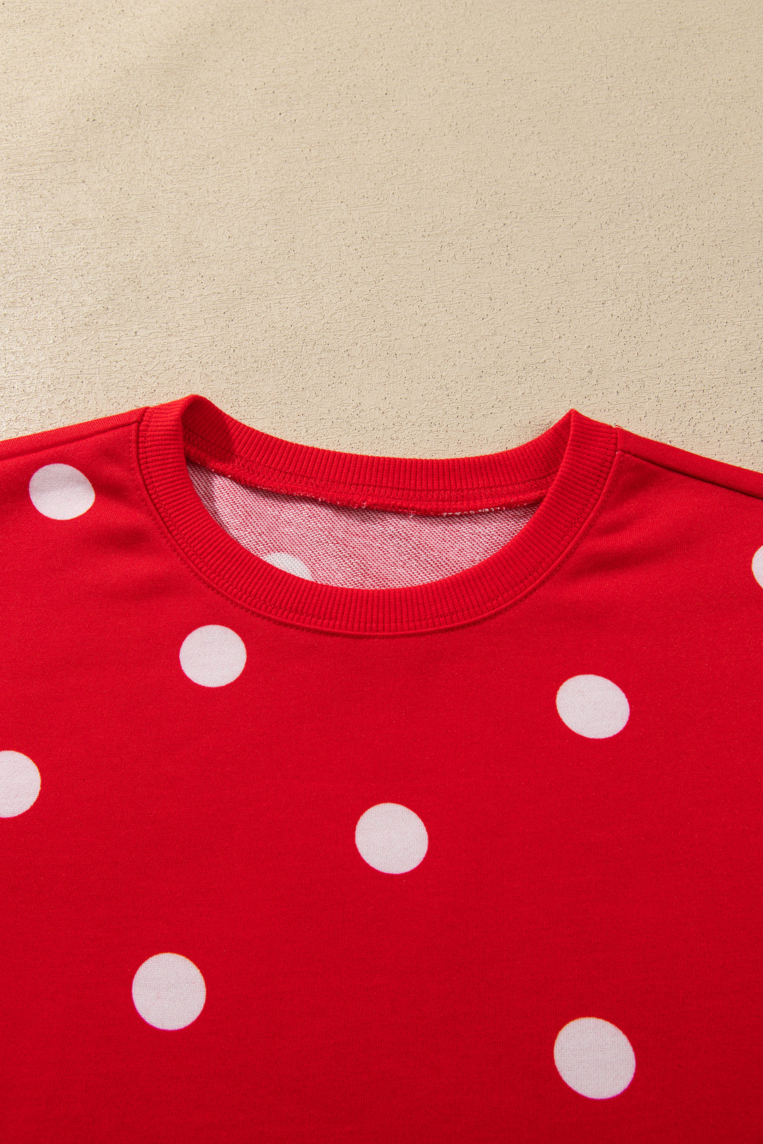 Red Polka Dot Raw Hem Relaxed Pullover Loose Skort Two Piece Set