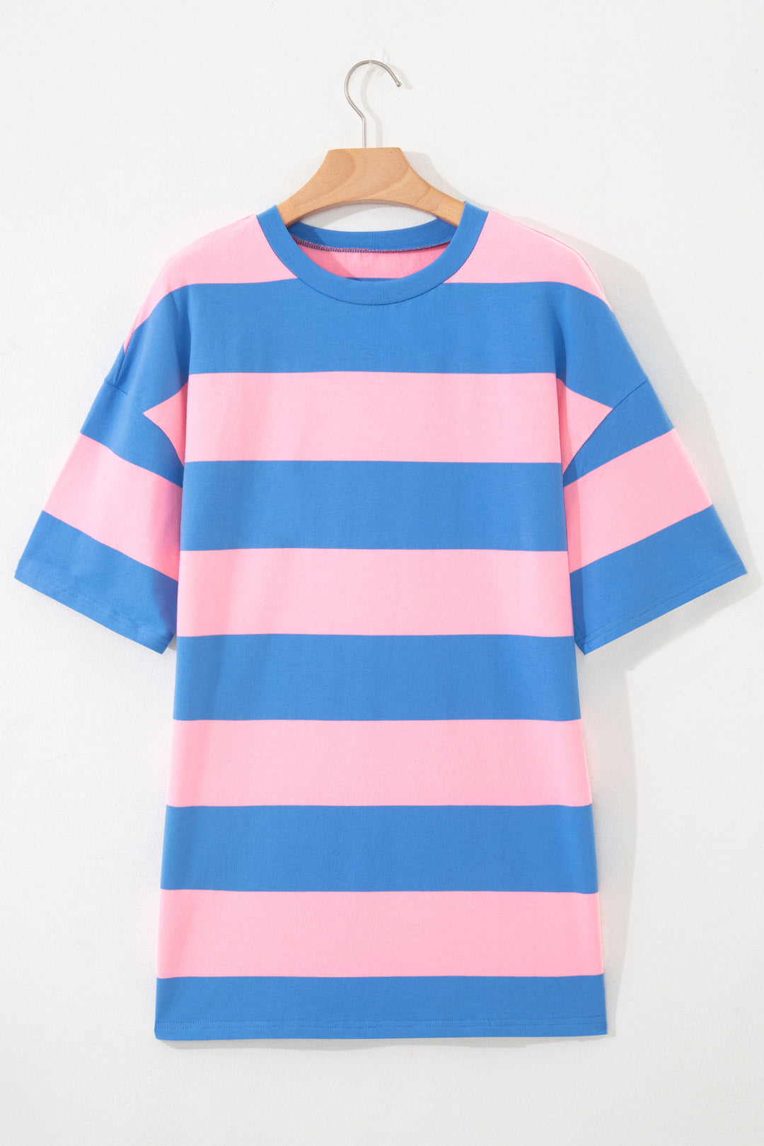 Bright Pink Striped Color Block Oversize Tunic Tee