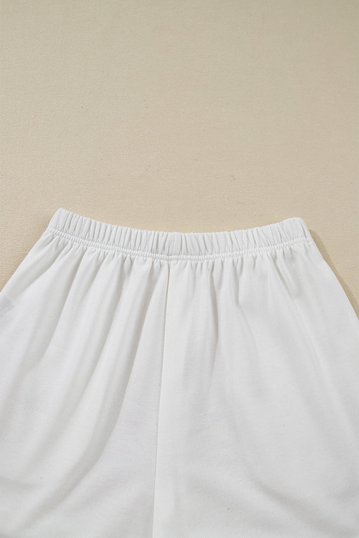 White Stripe Multi Christmas Tree Long Sleeve Top and Shorts 2pcs Lounge Set