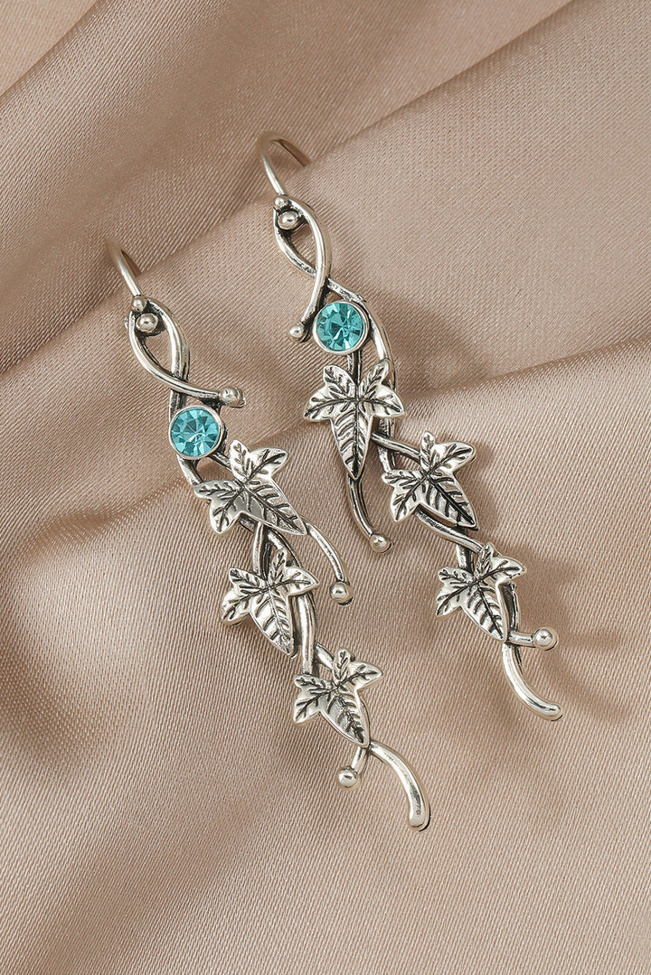 Vintage Ivy Leaf Gemstone Dangle Earrings