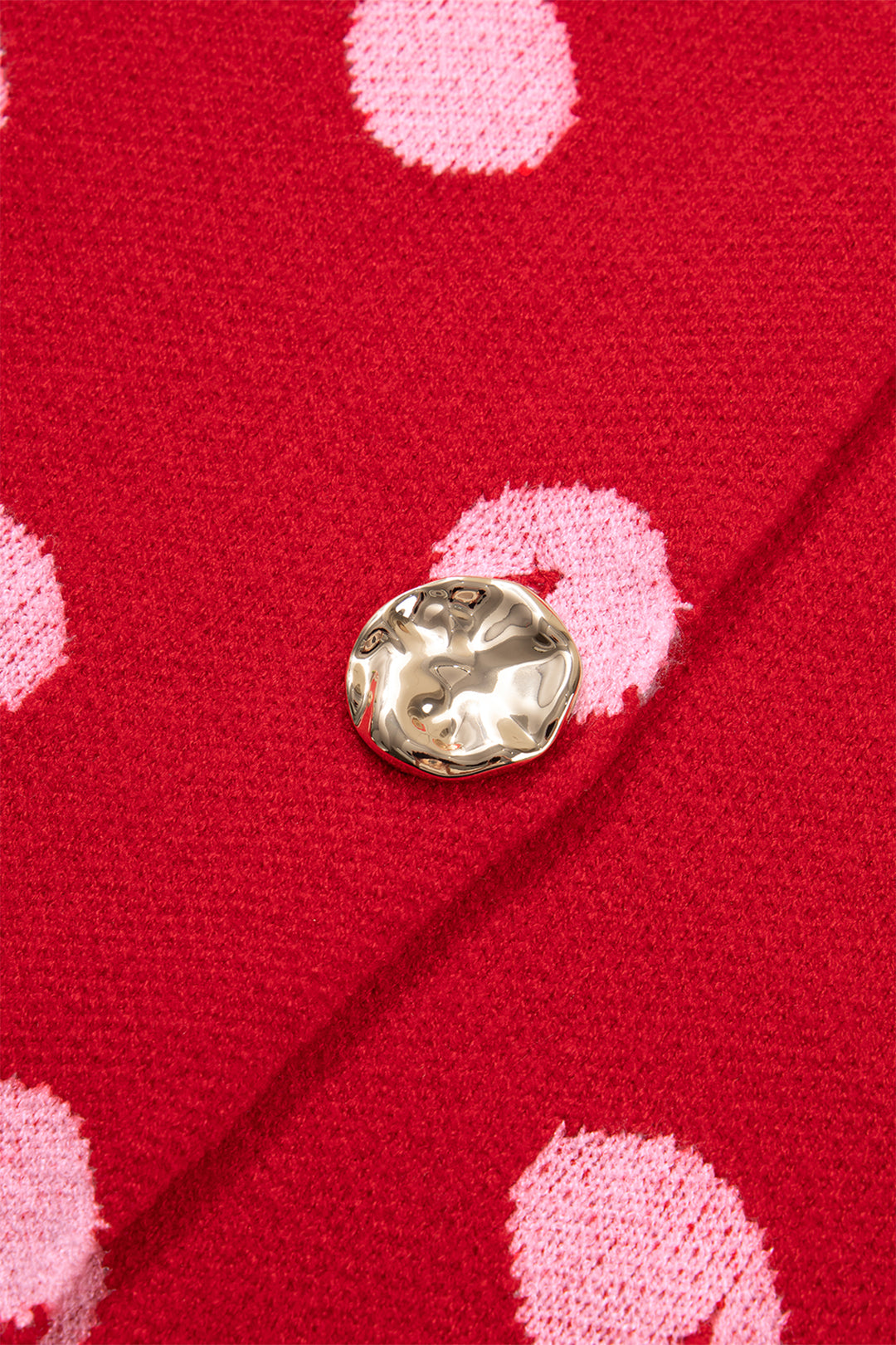 Red Polka Dot Sleeveless Knit Button Drop Shoulder Sweater Vest