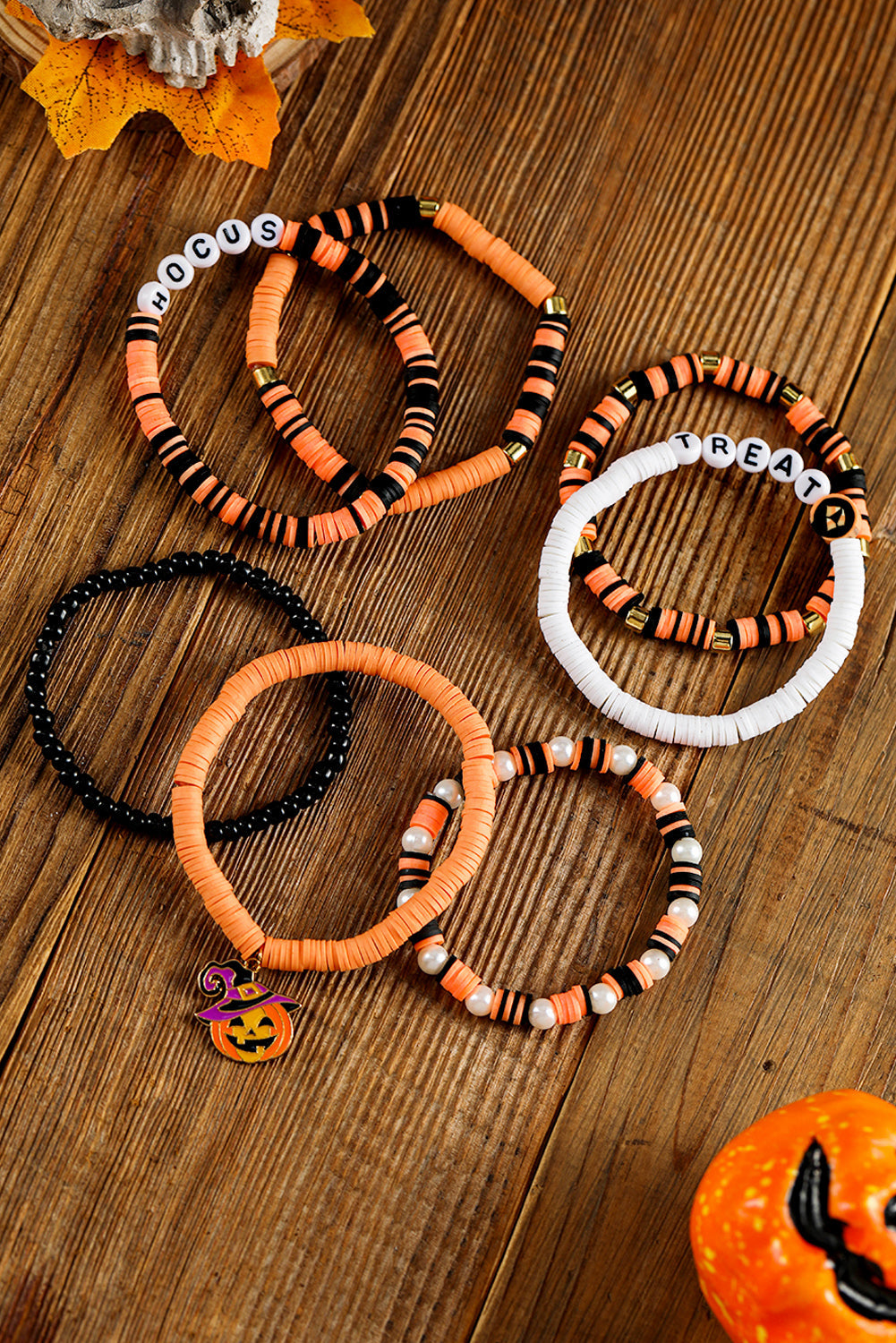 TREAT HOCUS Halloween Kürbis Perlen Mehrschichtiges Armband