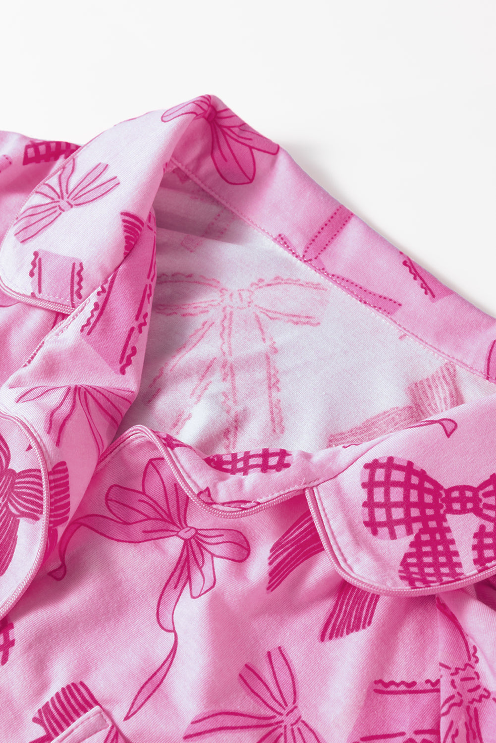 bow print half sleeve shirt and shorts pajamas set