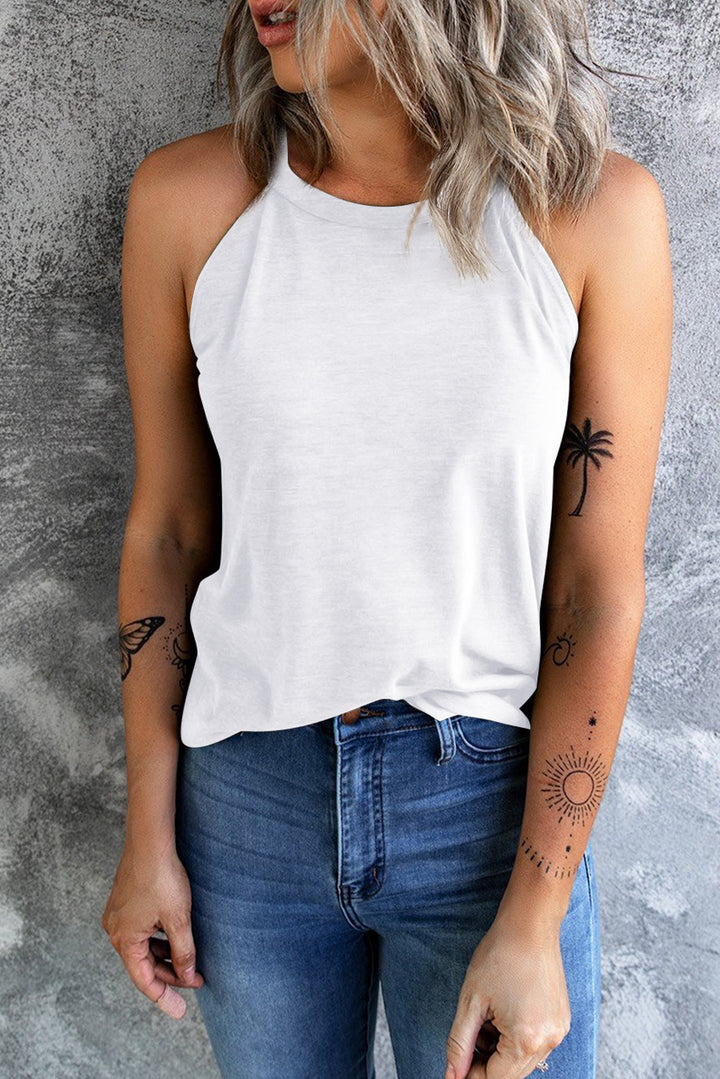 Solid Color Crew Neck Tank Top