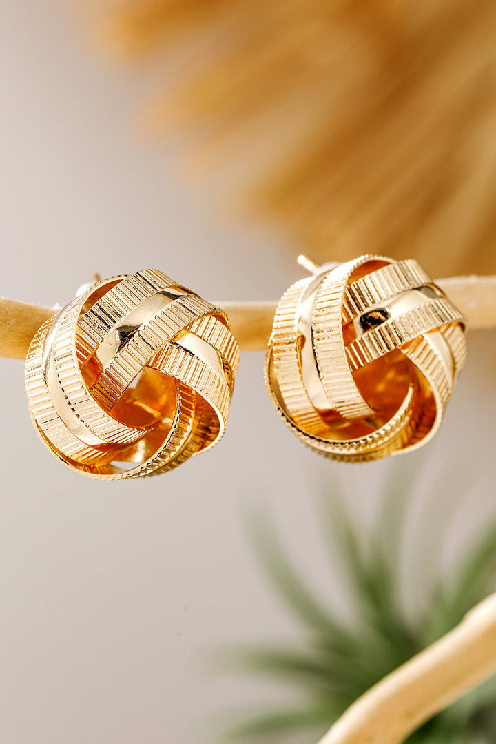 Boucles d'oreilles à tige en forme de nœud texturé plaqué