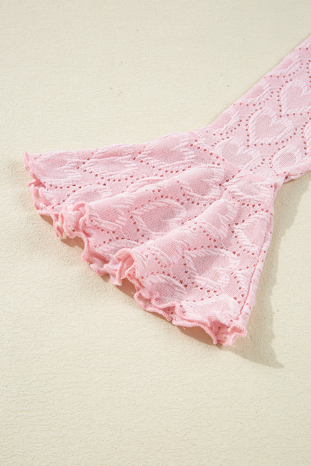 Heart Jacquard Flare Sleeve Mock Neck Fitted Top