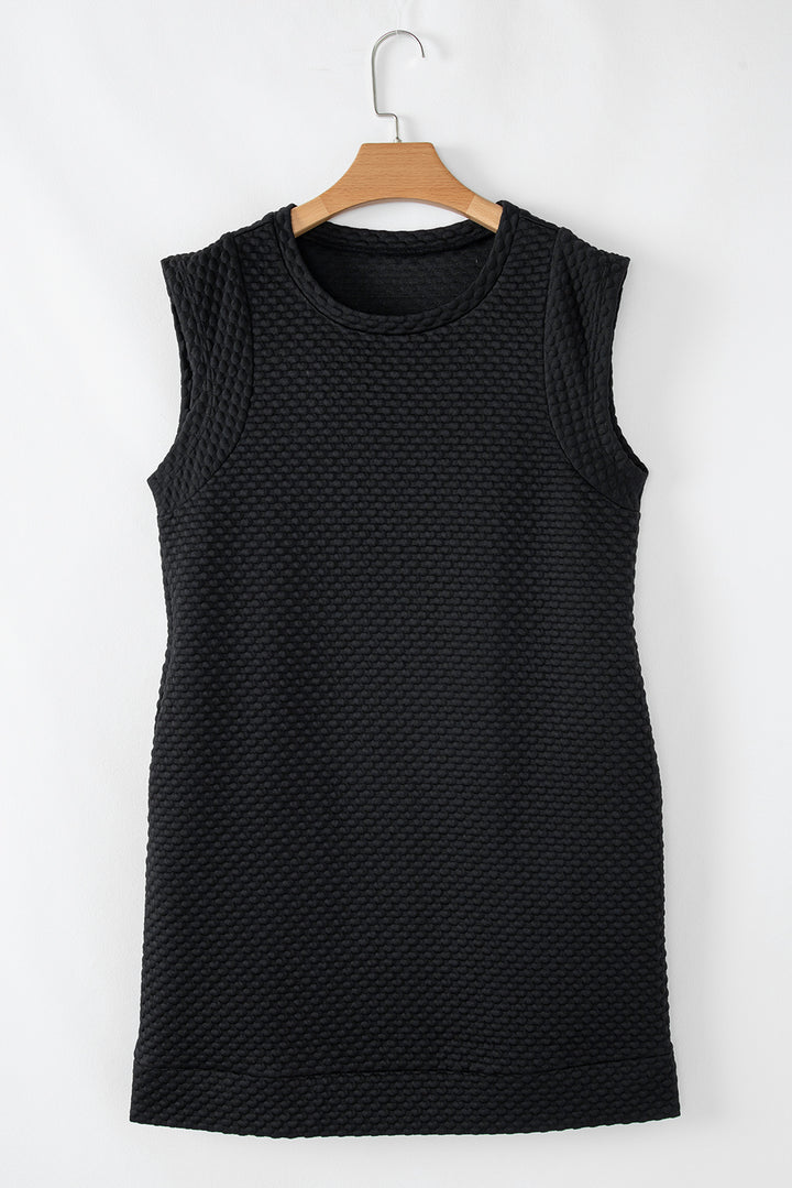 Textured Cap Sleeve T-shirt Shift Mini Dress