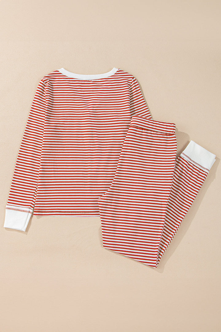 buttoned v neck top and knotted waist pants lounge set
