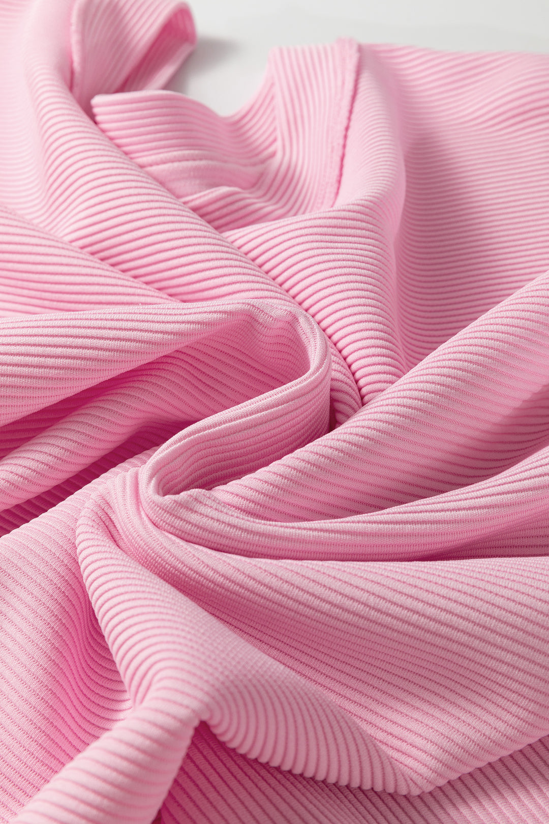 Pink Drop Shoulder Long Sleeve Plus Size Ribbed Top