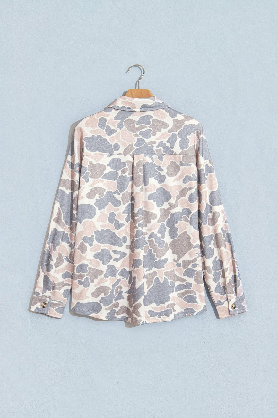 Multicolour Casual Camouflage Button Down Tunic Shacket