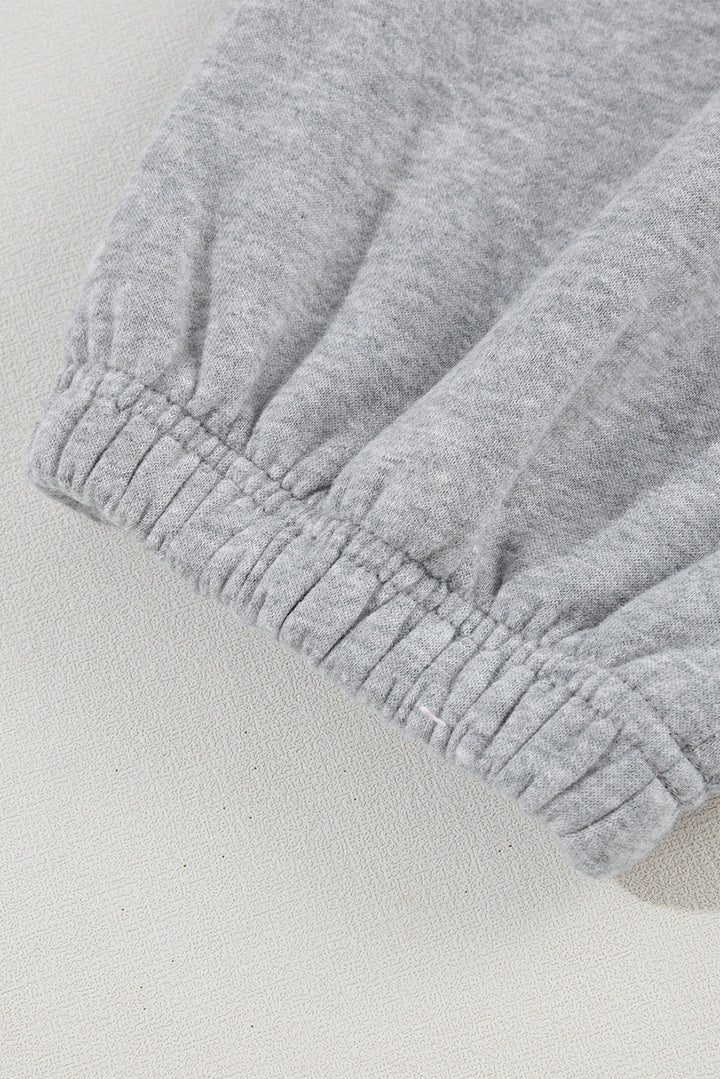 Light Grey Solid Color Crisscross Elastic Waist Sweatpants