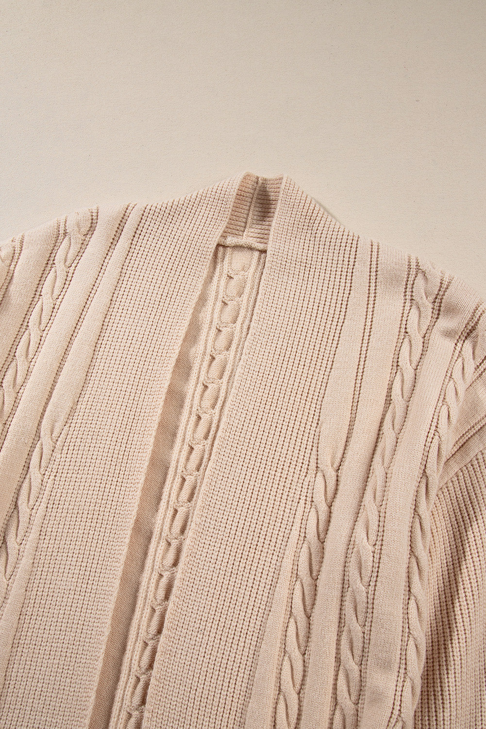 Oversize Chunky Cable Knit Open Front Midi-length Cardigan