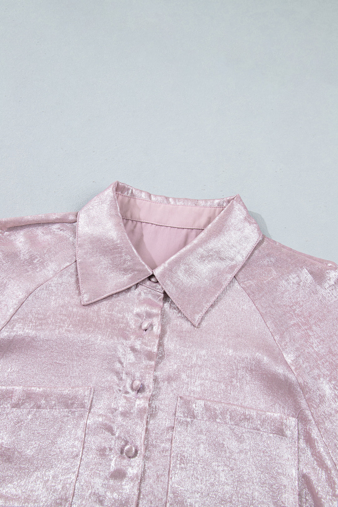 New Delicacy Long Sleeve Button Front Ruffle Cuffs Back Paneling Shirt
