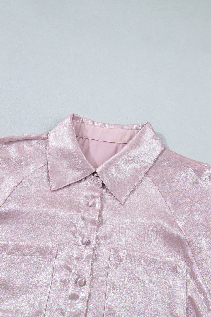 New Delicacy Long Sleeve Button Front Ruffle Cuffs Back Paneling Shirt