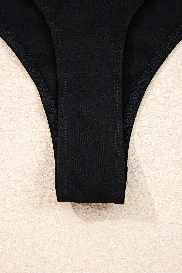 Black Polka Dot Mesh Long Sleeve Square Neck Bodysuit