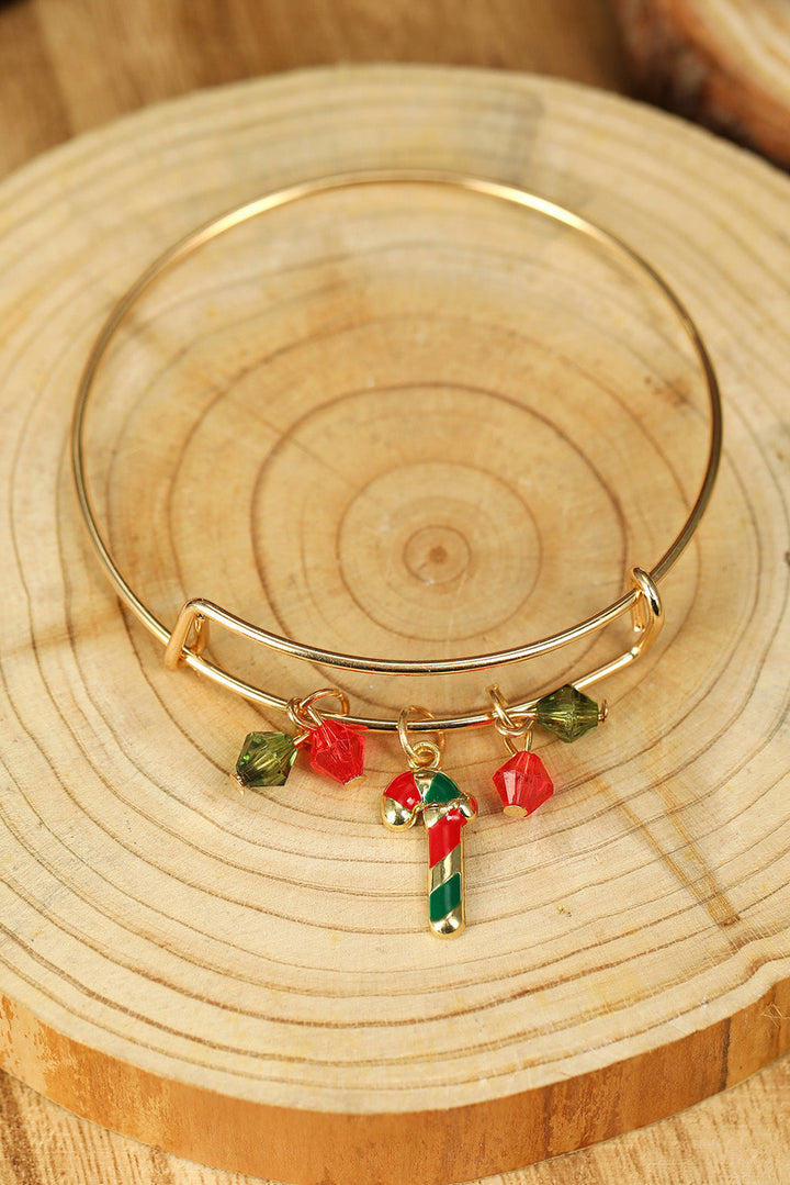 Bracelet pendentif en perles de canne à sucre de Noël