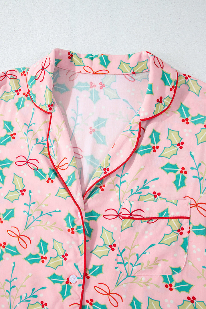 floral christmas pajamas set