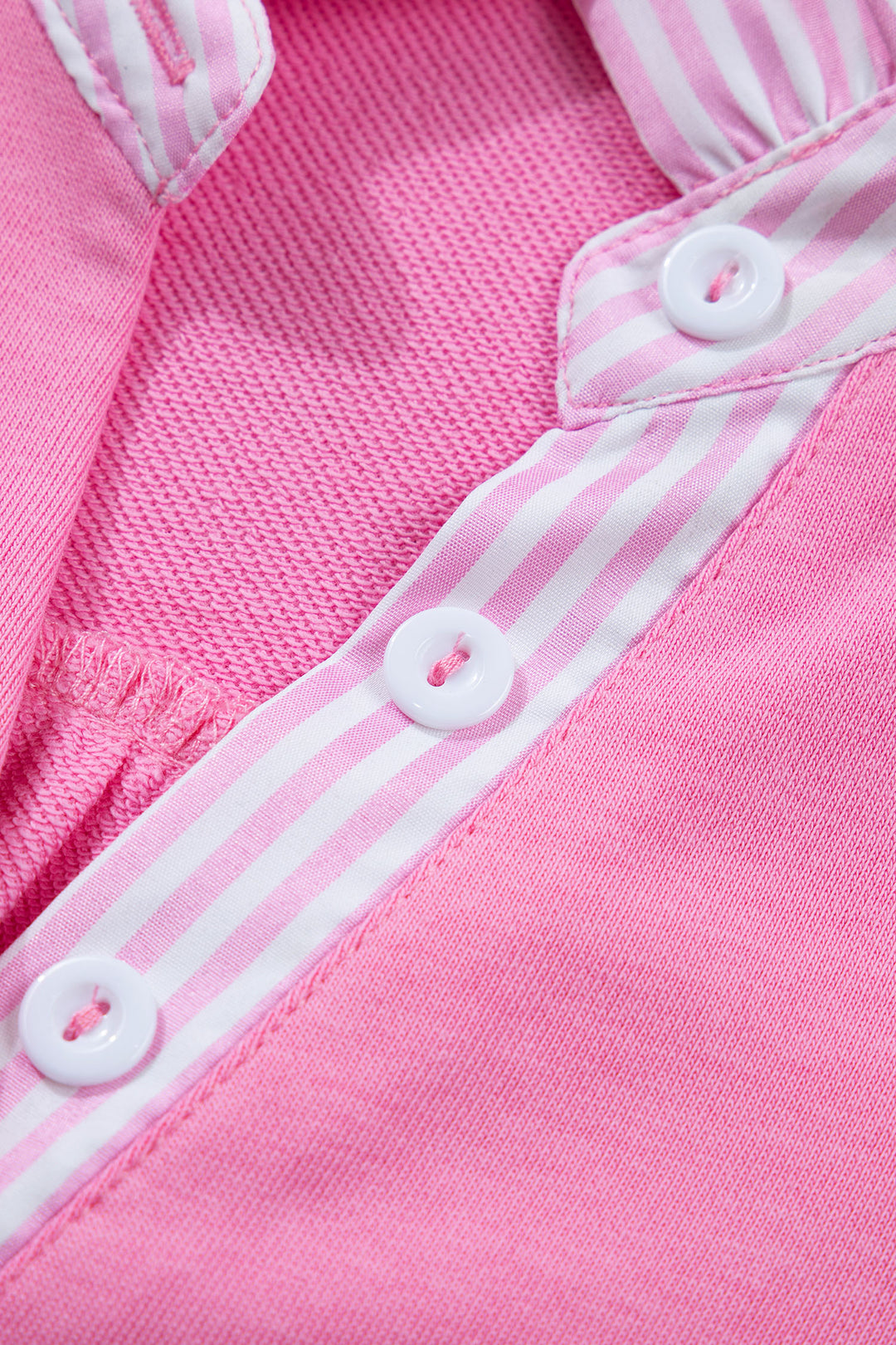 Sachet Pink Striped Frilled Collar Short Sleeve Blouse