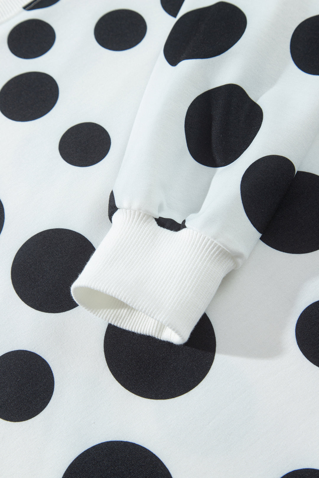 White Polka Dot Long Sleeve Top Drawstring Relaxed Pants Set