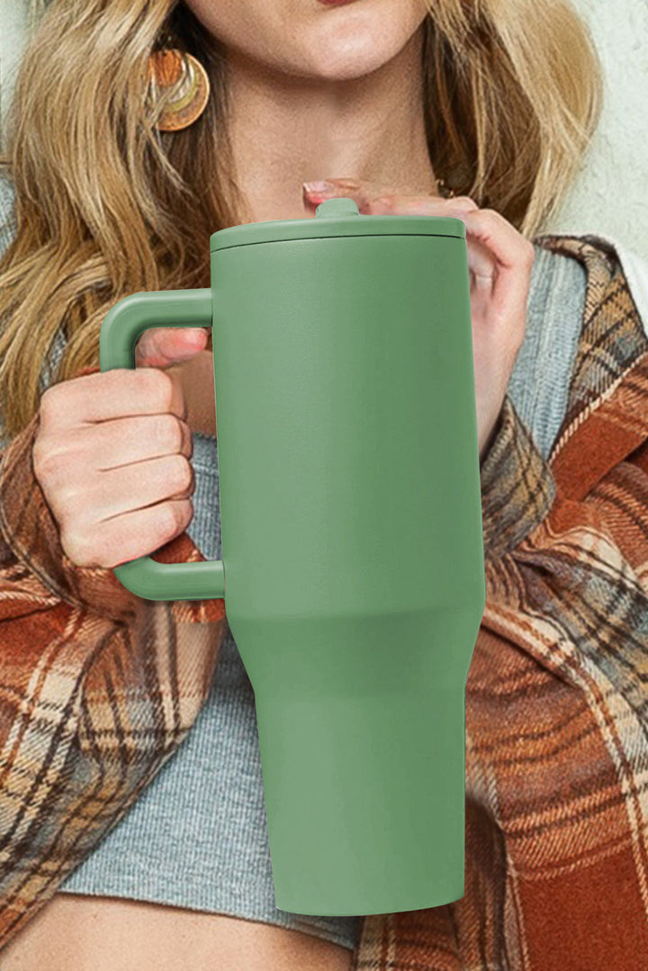 Grande tasse à vide avec poignée en acier inoxydable givré et paille 40 oz