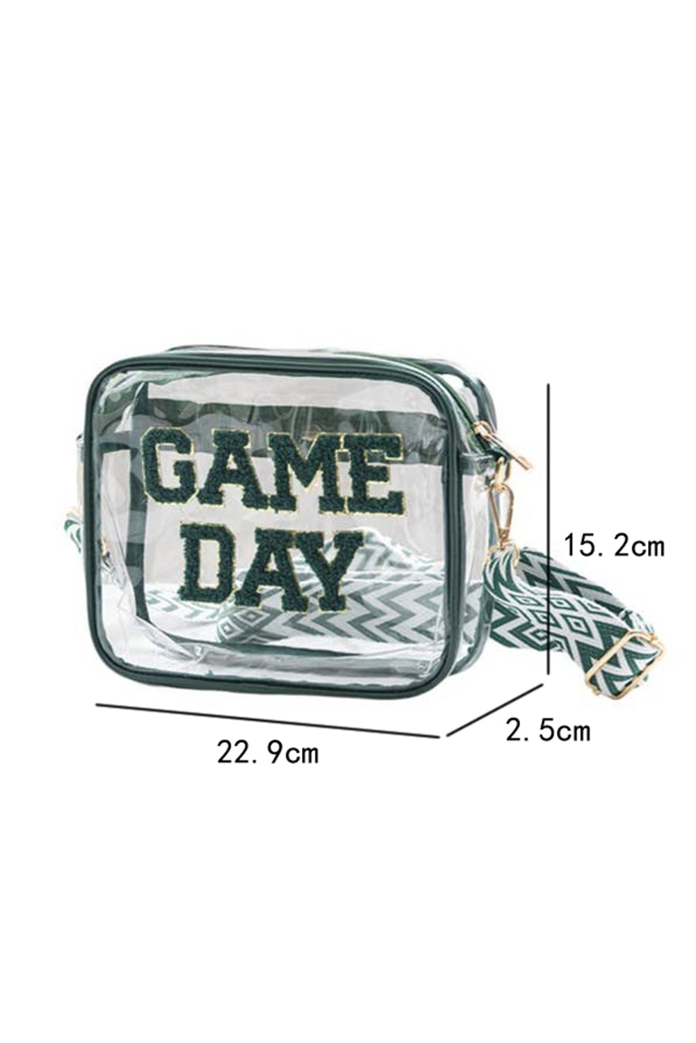 GAME DAY Chenille Embroidered Clear PVC Shoulder Bag