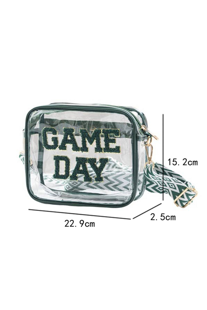 GAME DAY Chenille Embroidered Clear PVC Shoulder Bag
