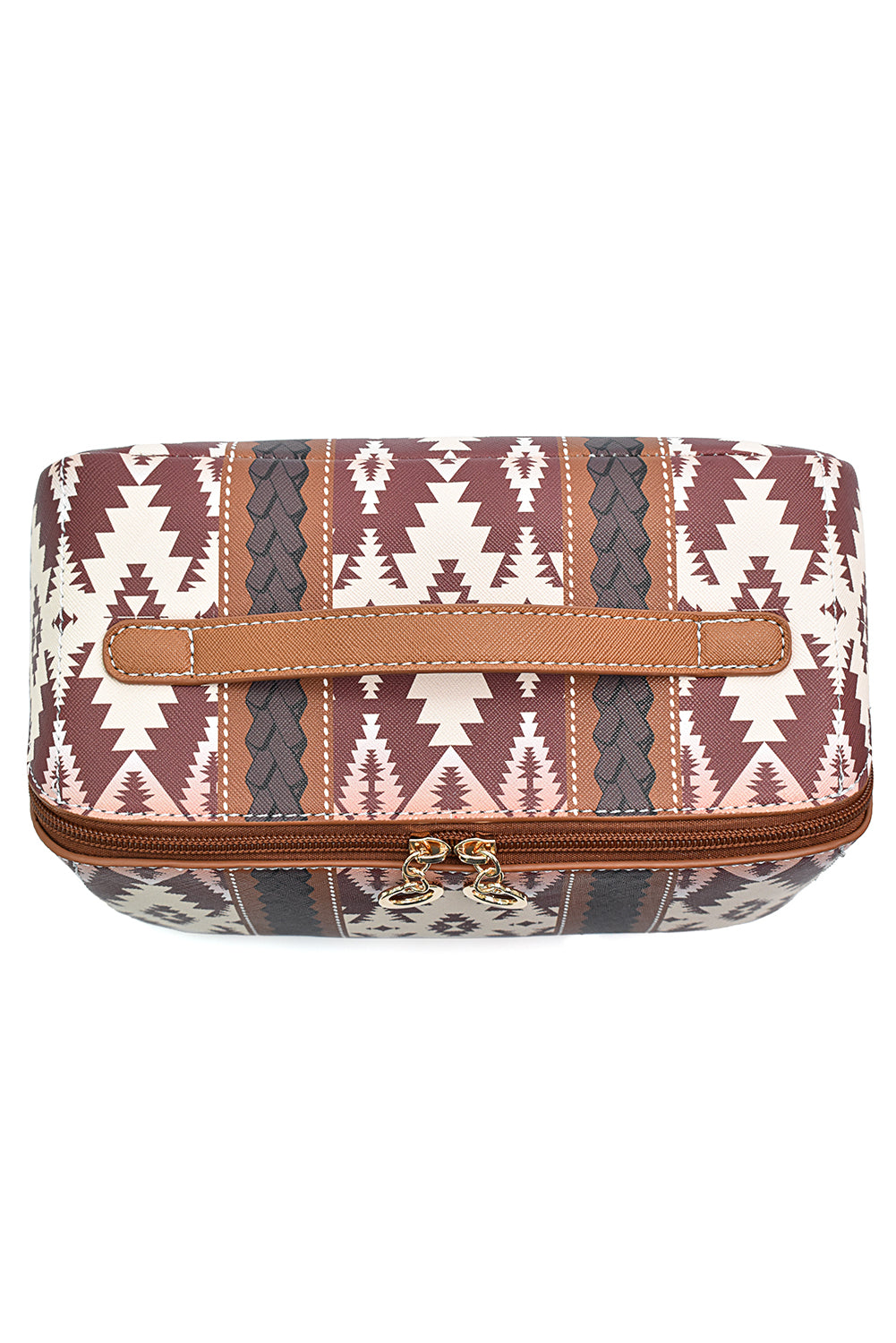 Geometric Braided Print Makeup Bag with Handle