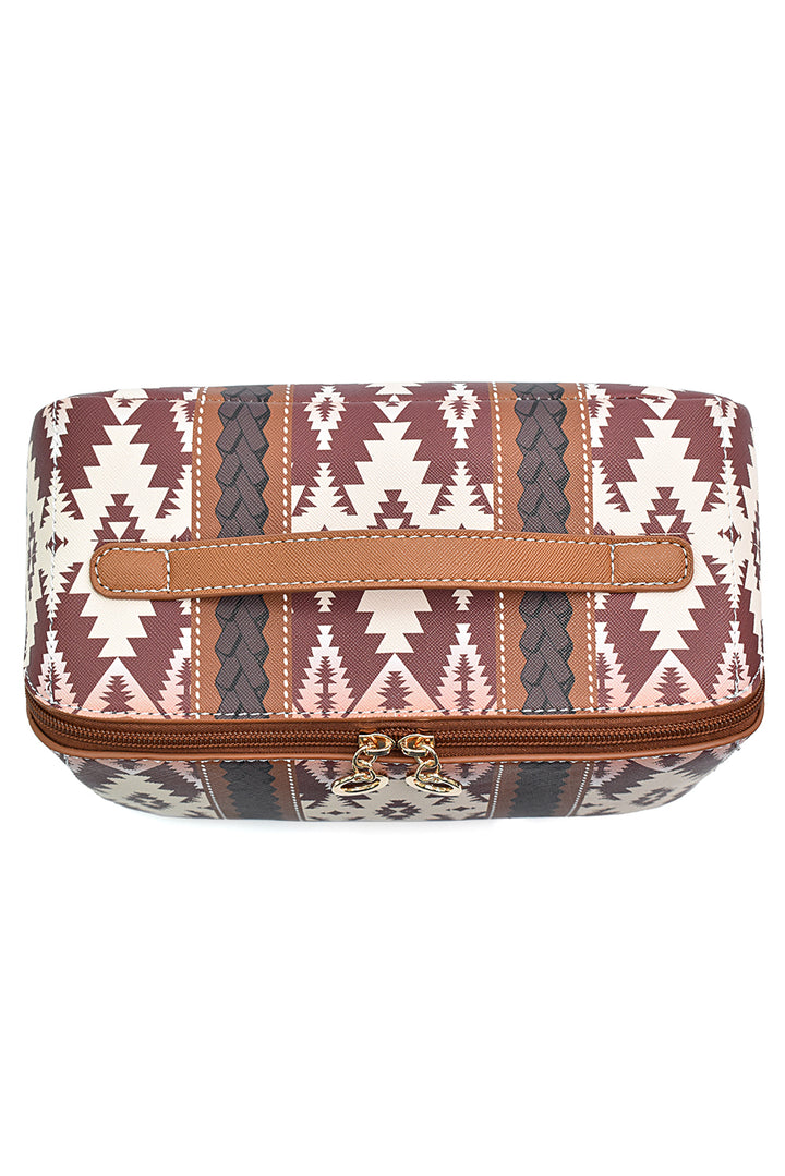 Geometric Braided Print Makeup Bag with Handle