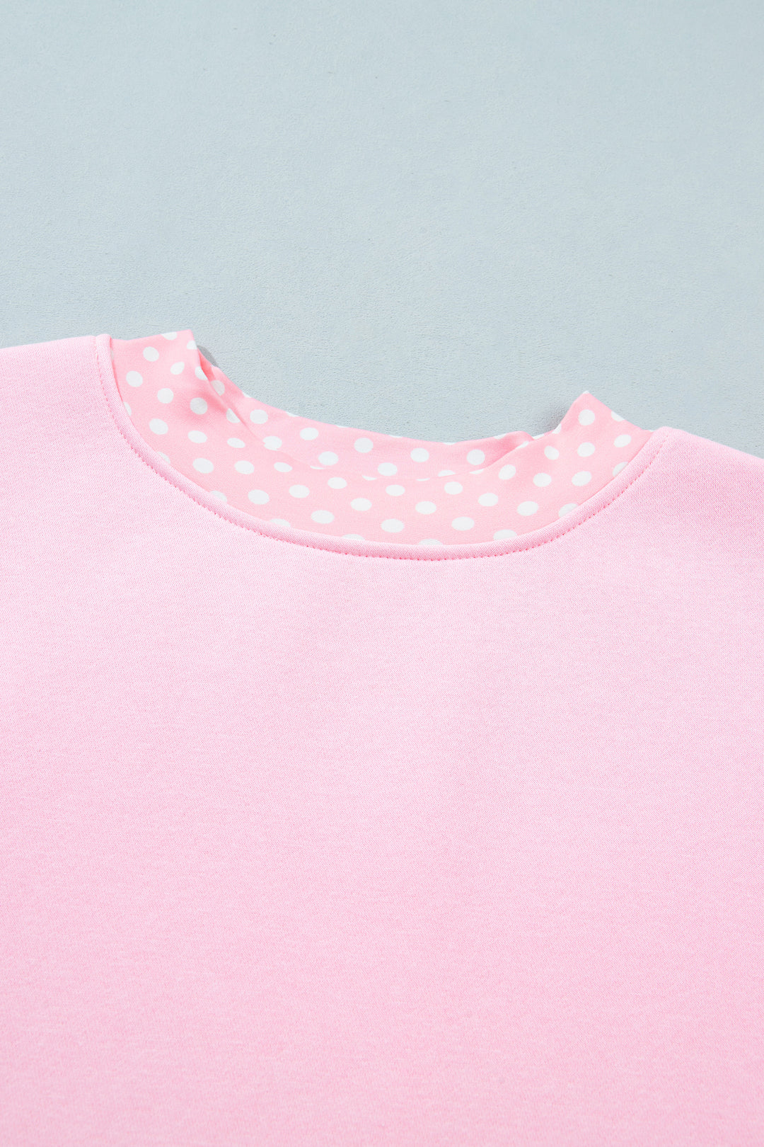 Pink Colorblock Polka Dot Contrast Trim Oversized Sweatshirt