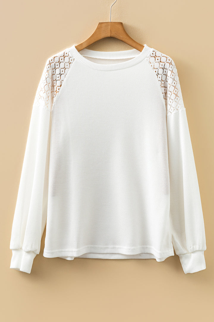 Lace Long Sleeve Textured Pullover