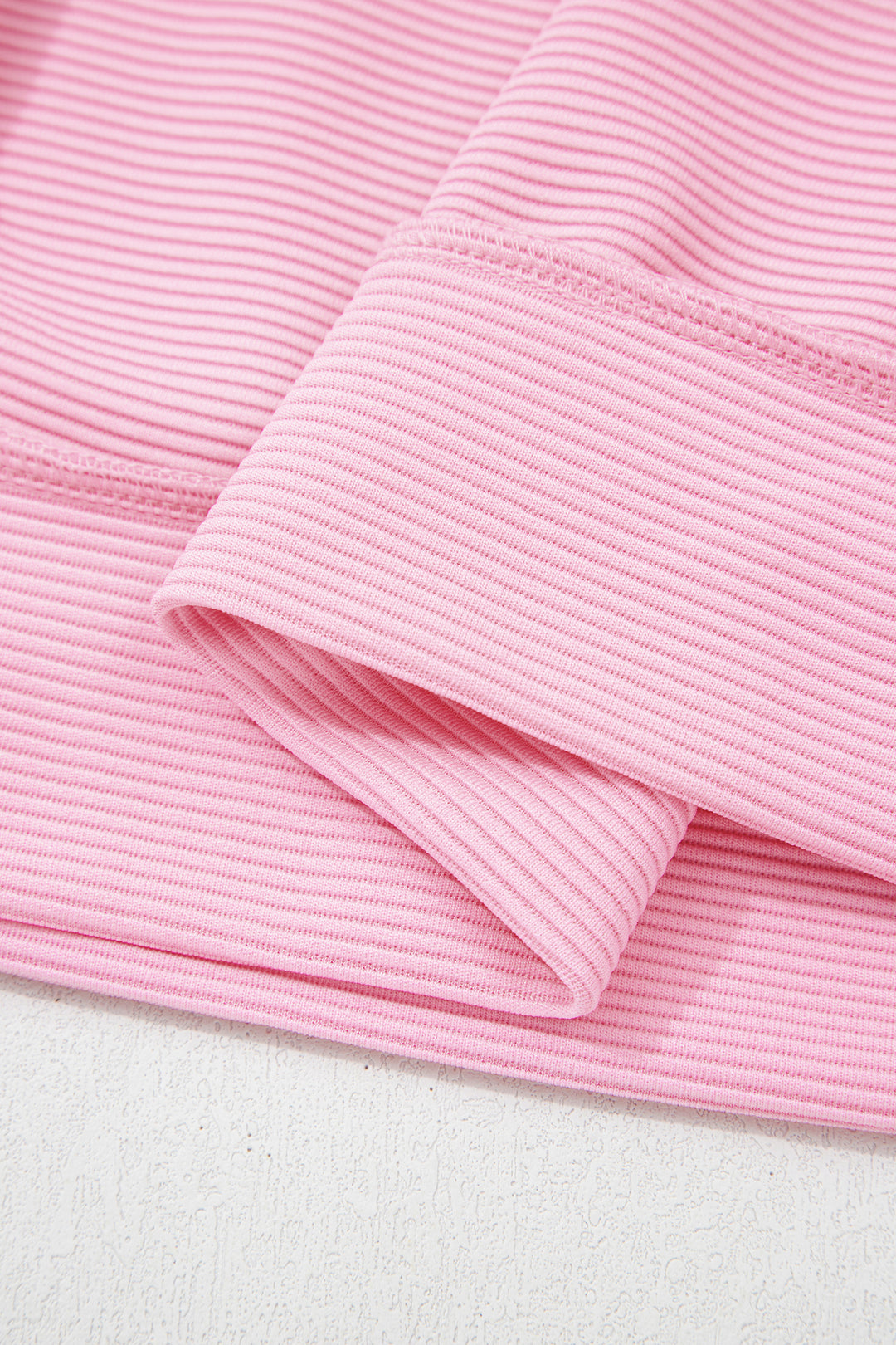 Horizontal Ribbed Exposed Seam Detail Drop Shoulder Baggy Pullover