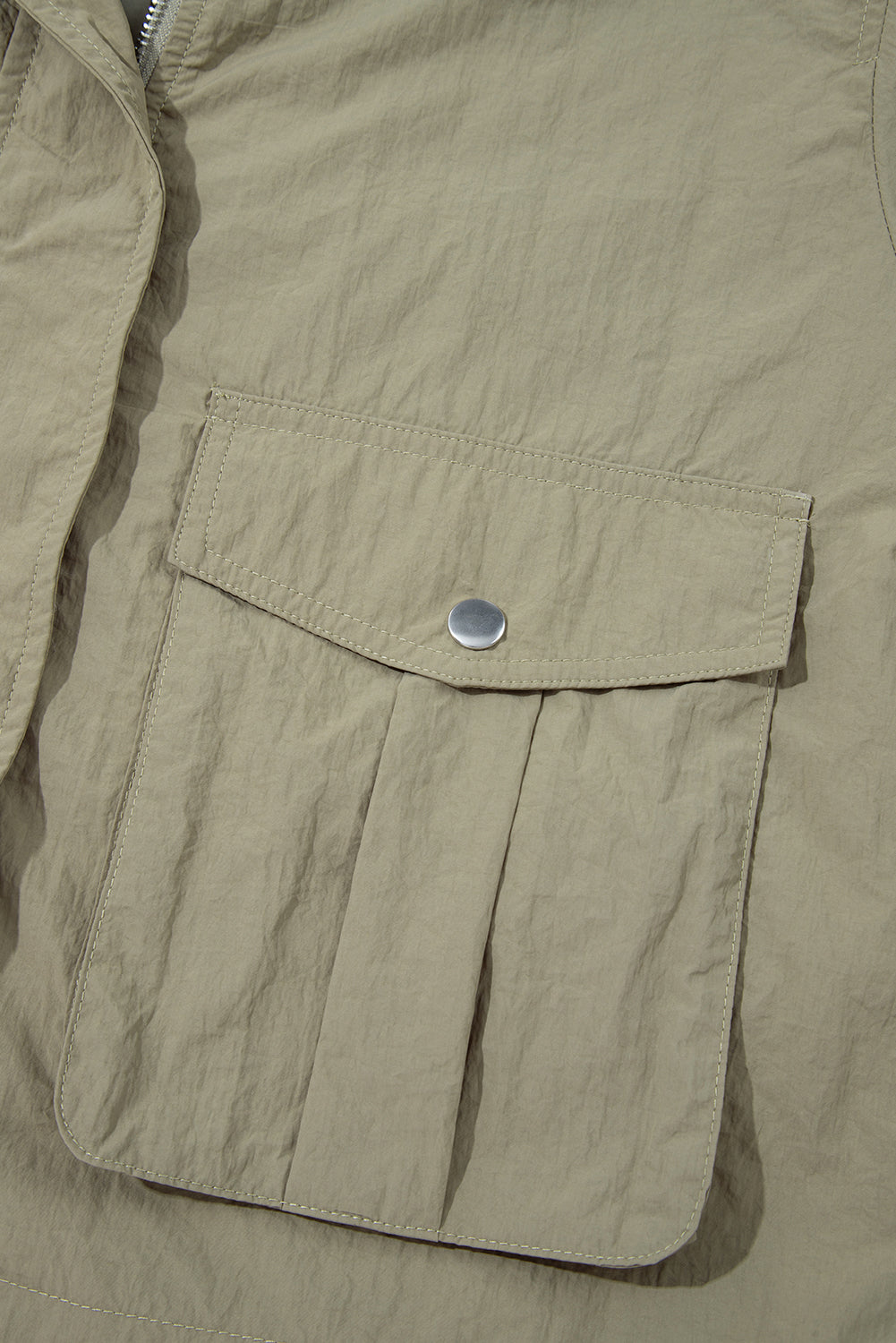 Laurel Green Zipped Pocket Cropped Hooded Utility Jacket
