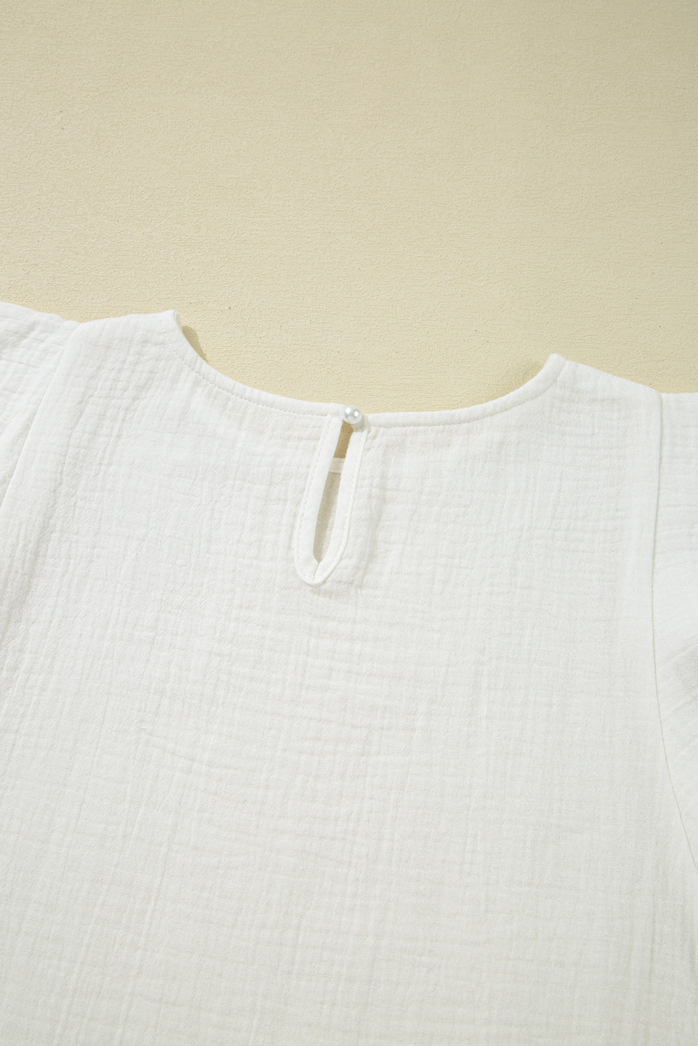 crinkled layered ruffled flutter sleeve blouse