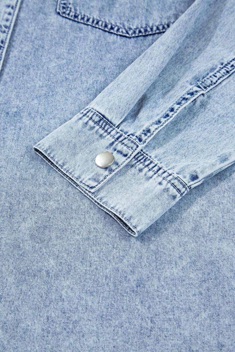 Chest Pocket Raw Hem Denim Loose Shirt Dress