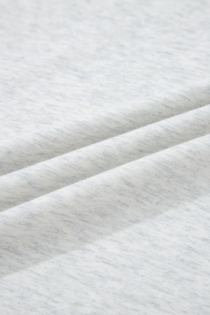 Light Grey Raw Seam Color Block Detail Buttoned Henley Tee