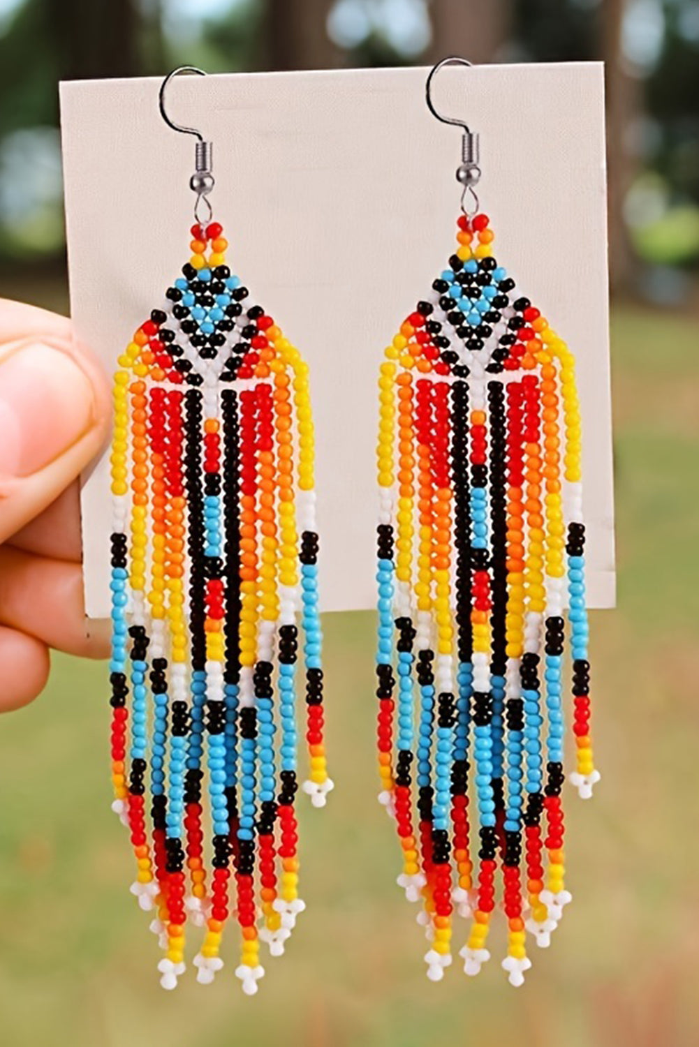 Boucle d'oreille à crochet et pompon en perles de riz occidentales