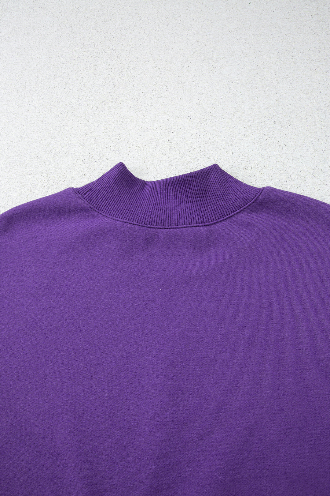 Tillandsia Purple Solid Color Oversized Mock Neck Sweatshirt