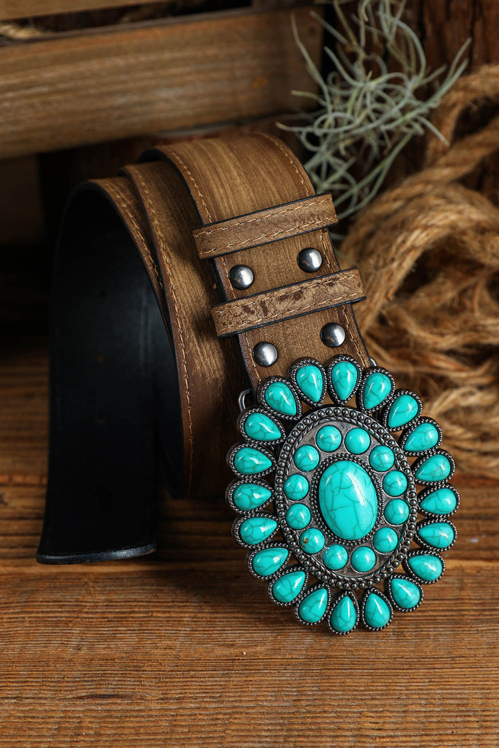 Ceinture large rétro à décor turquoise occidental 