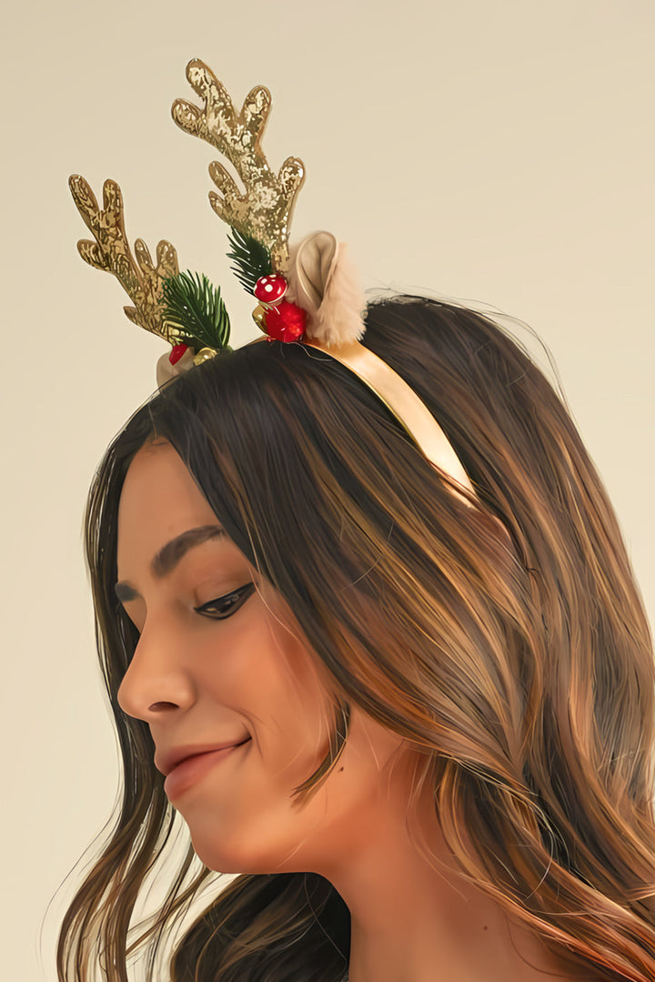 Christmas Reindeer Sequined Bell Headband