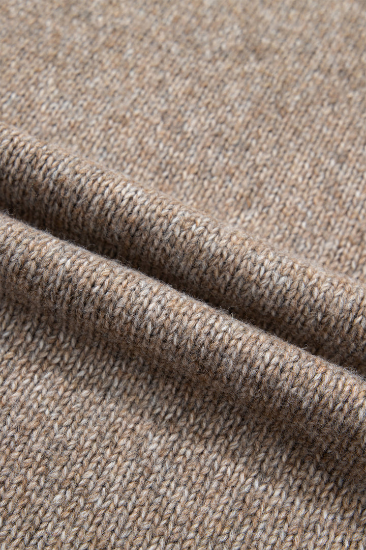 Dark Khaki High Neck Drop Shoulder Cable Knit Regular Length Sweater