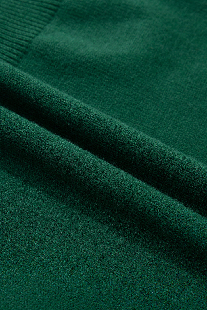Blackish Green Abstract Dog Embroidery Christmas Fashion Round Neck Sweater