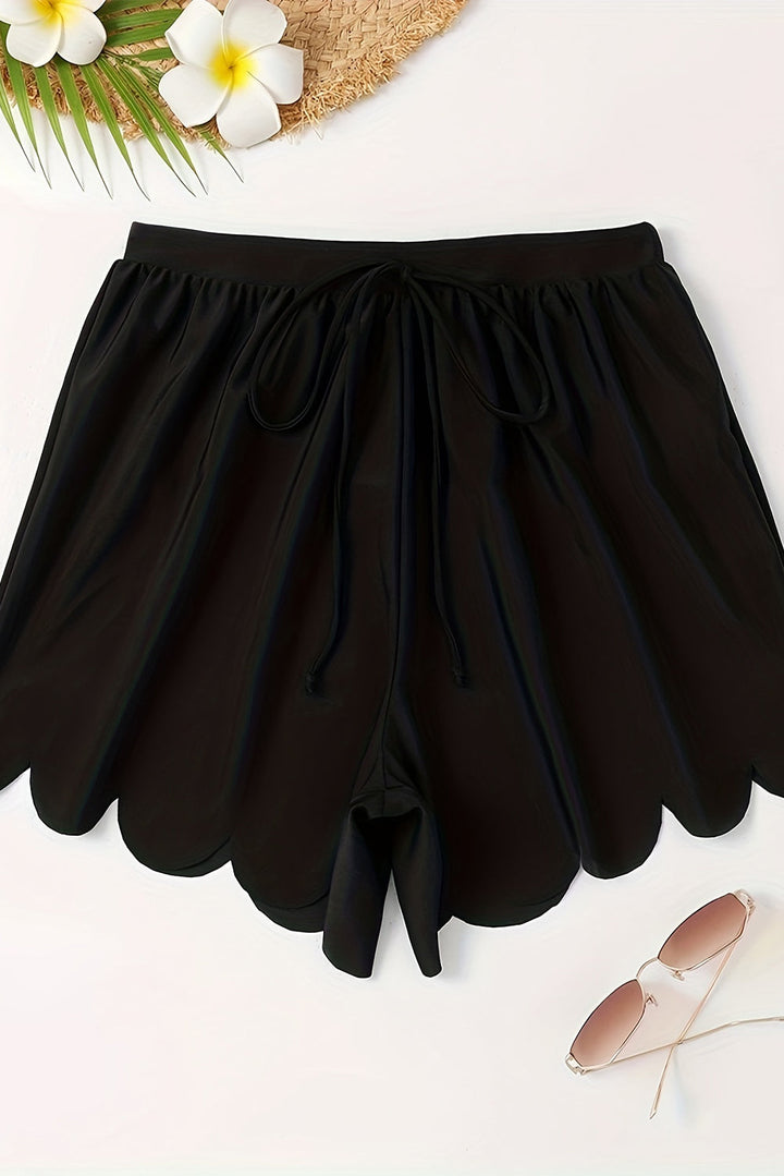 scalloped trim beach shorts