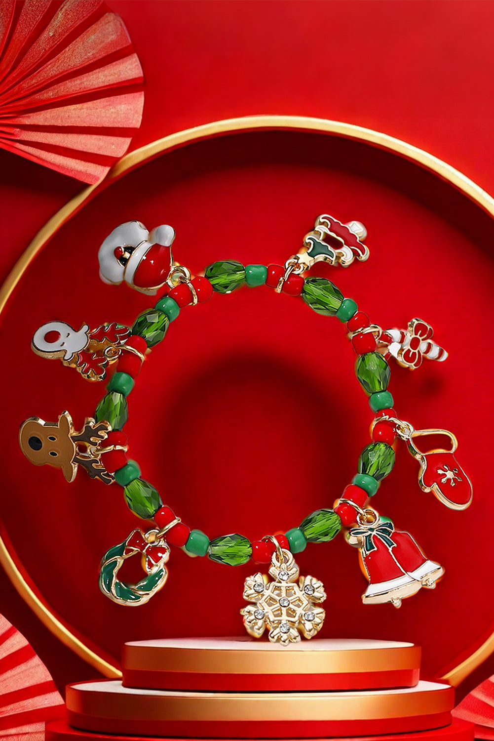 Perlenarmband mit Weihnachtsmuster-Anhänger