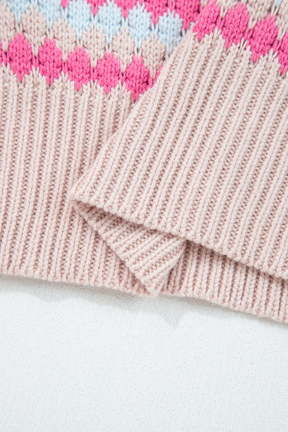 Eyelet Patterned Drop Shoulder Sweater
