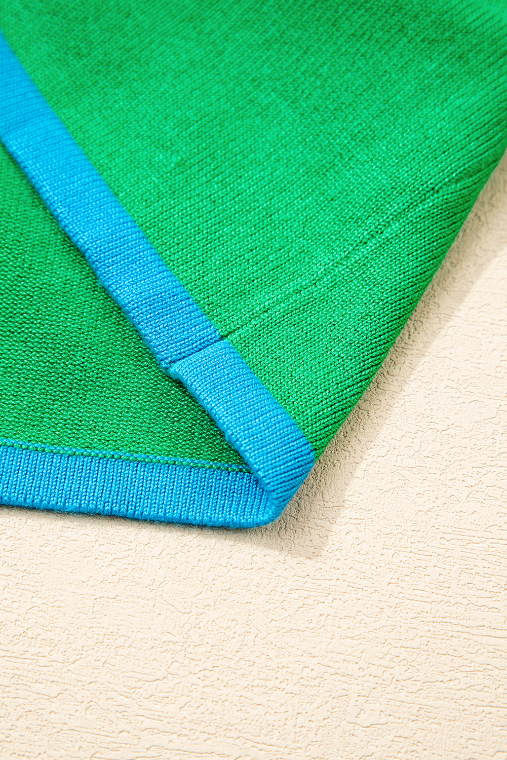 Contrast Trim Round Neck Short Sleeve Loose Knit Sweater