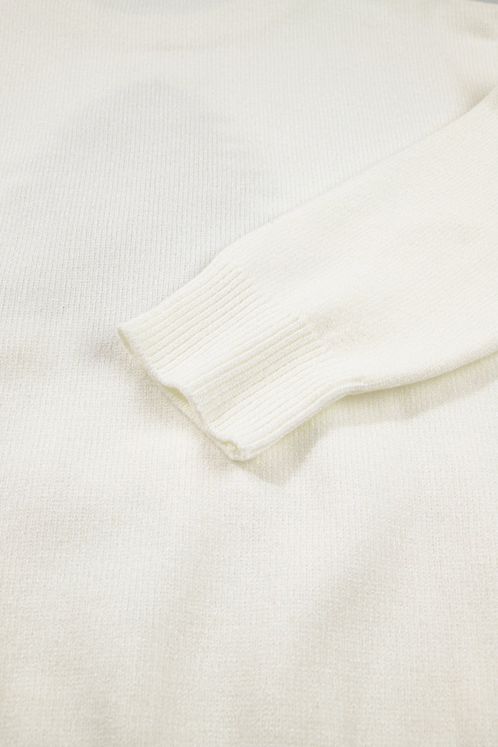 White Christmas Tree Bow Drop Shoulder Knit Sweater
