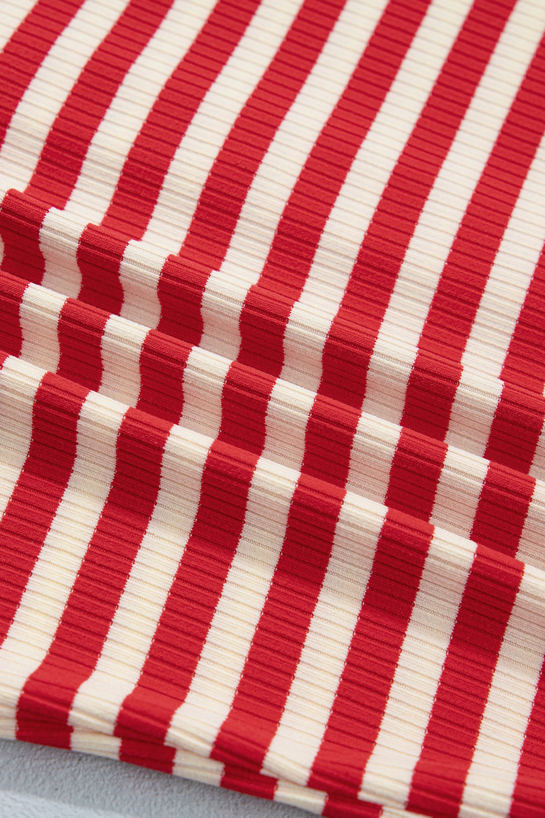 Red Stripe Buttoned Ribbed Knit Tank Top